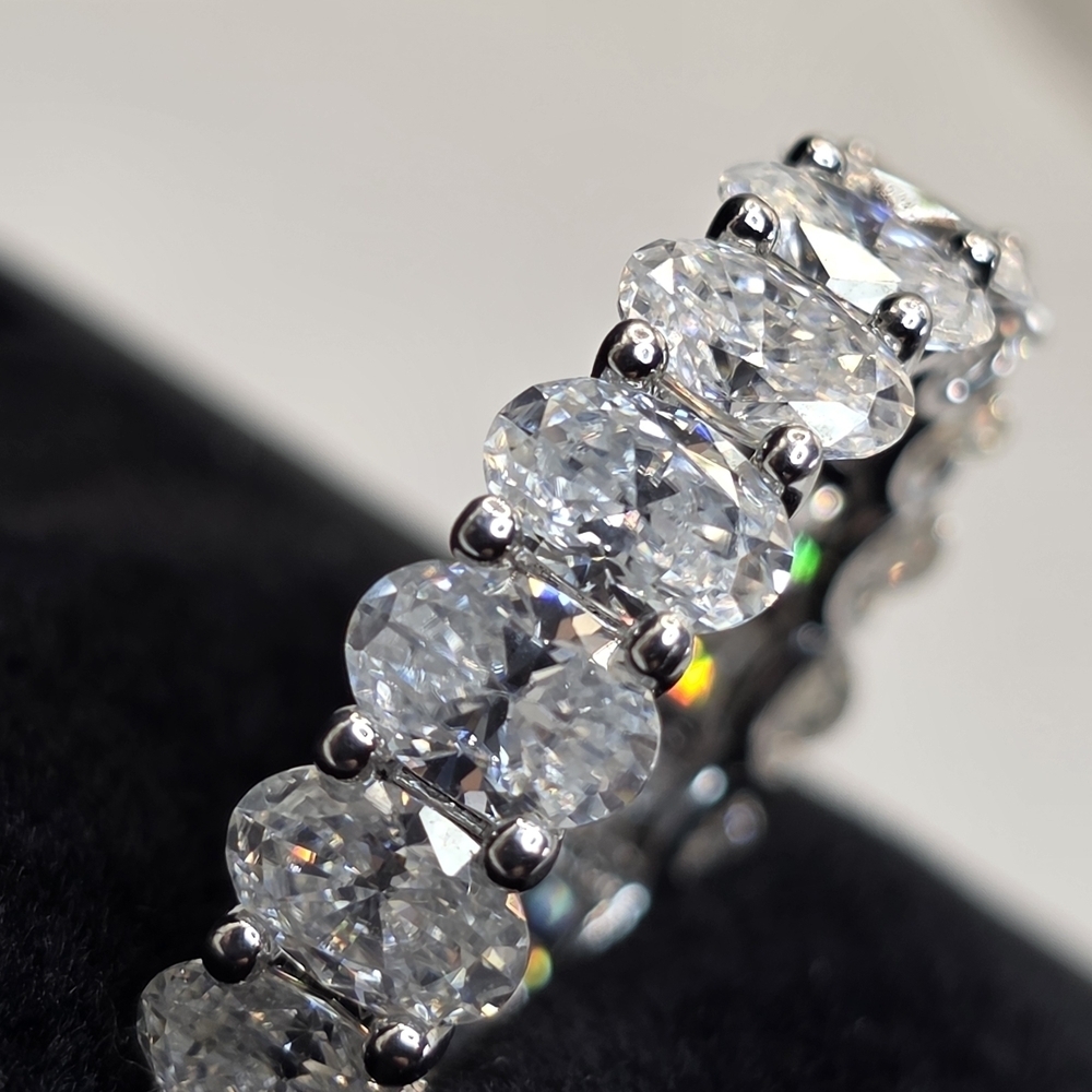 💎 12.5 Carat Moissanite– Elegant Silver Eternity Ring - Picture 2 of 6